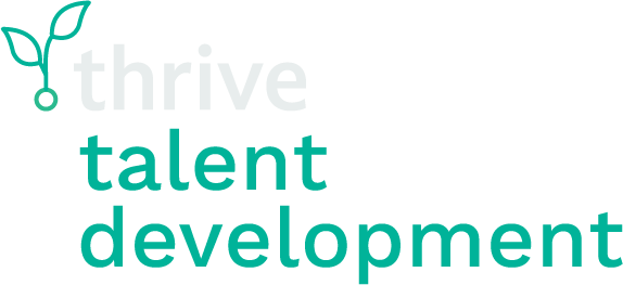 Thrive Talent Development logo with plant design.